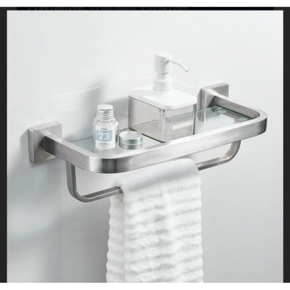 Bathroom Glass Shelf Towel Rack Shelf Glass Organizer Wall-Mounted